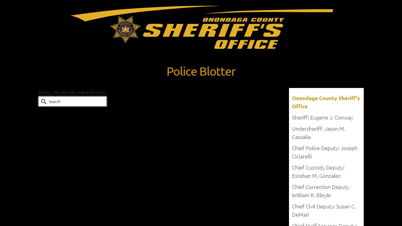 Police Blotter – Onondaga County Sheriff's Office