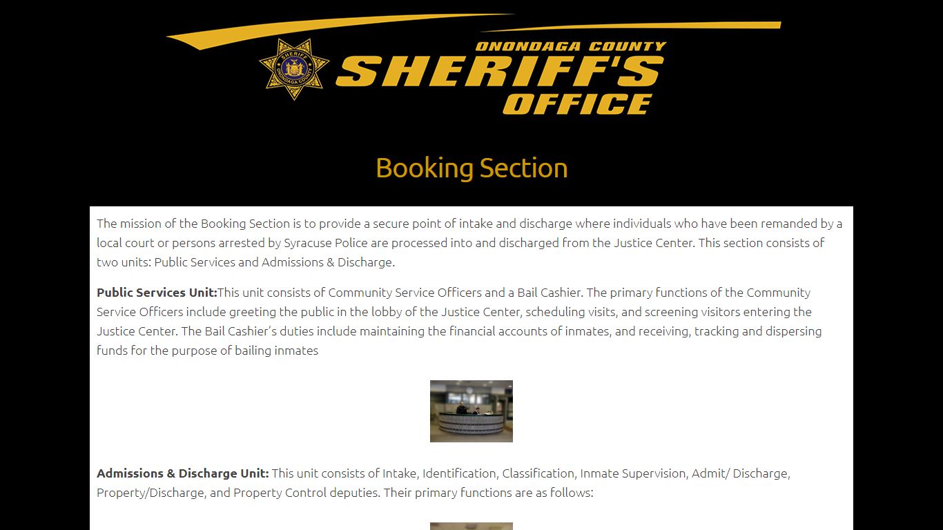 Booking Section – Onondaga County Sheriff's Office